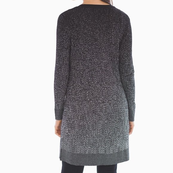 NWOT SOMA Lurex Duster Black & Silver Metallic Long Loungewear Cardigan … - Picture 2 of 16